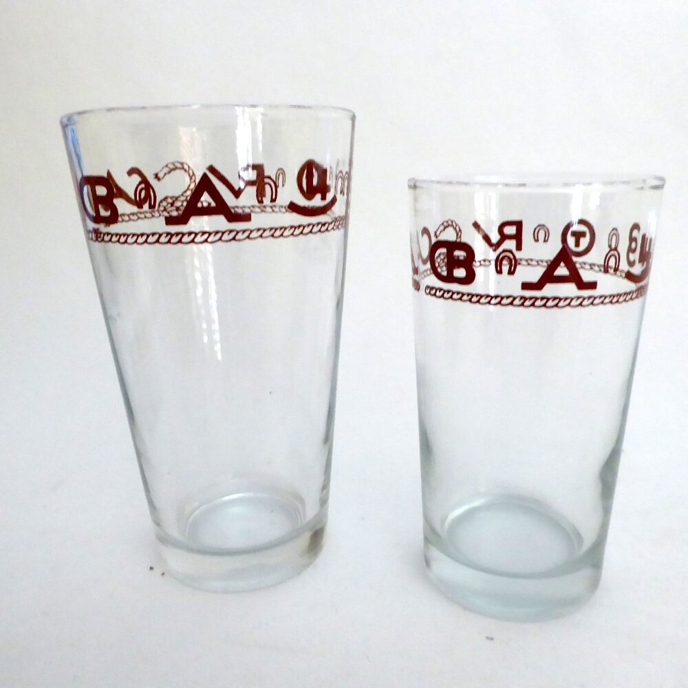 1950’s VINTAGE WESTERN THEMED COWBOY LONGHORN BRAND GLASS SET & WOOD COASTERS - Picture 10 of 16